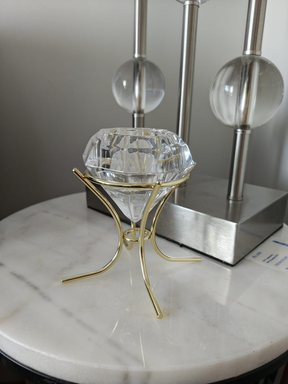 Clear Faceted Glass Diamond Paperweight
